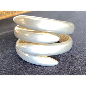 Vintage DORLAN Silver Pewter Claw Cuff Bracelet Polished Spring Hinged Modernist